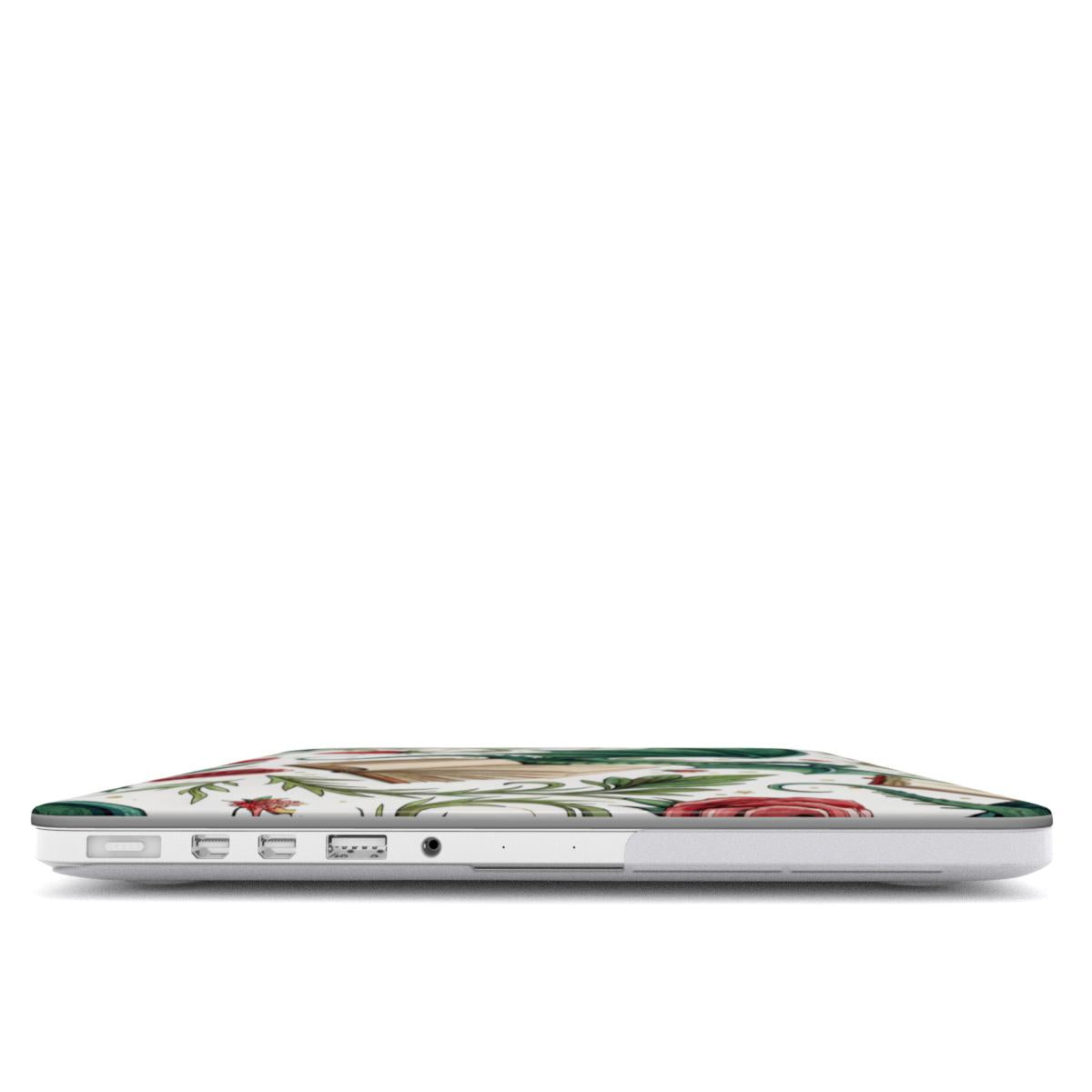 Dragons & Books MacBook case — hard-shell laptop cover, side view with ports