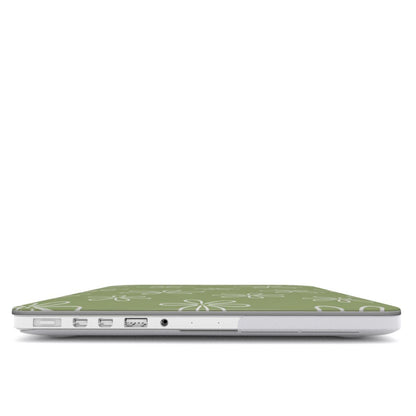 Line Daisy MacBook case — hard-shell laptop cover, side view with ports