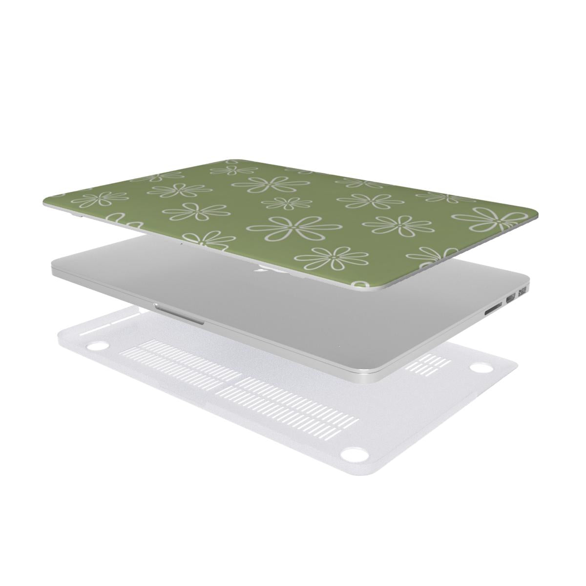 Line Daisy MacBook case — hard-shell laptop cover, two-piece shell view