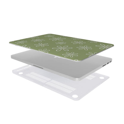 Line Daisy MacBook case — hard-shell laptop cover, two-piece shell view