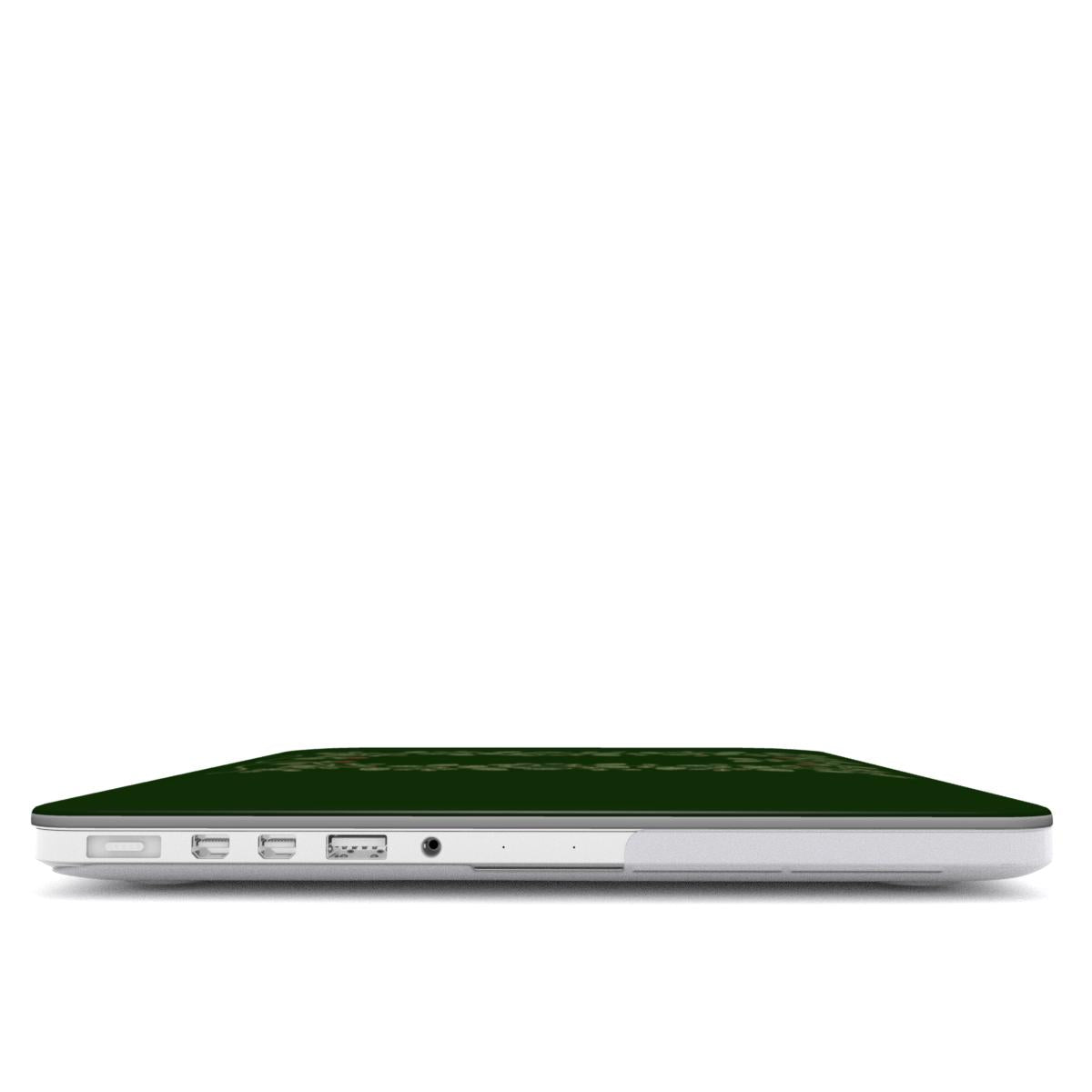 Hop Vine Wreath MacBook case — hard-shell laptop cover, side view with ports