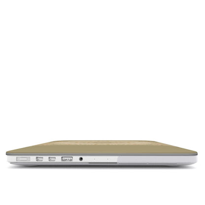 Antique Book Cover MacBook case — hard-shell laptop cover, side view with ports