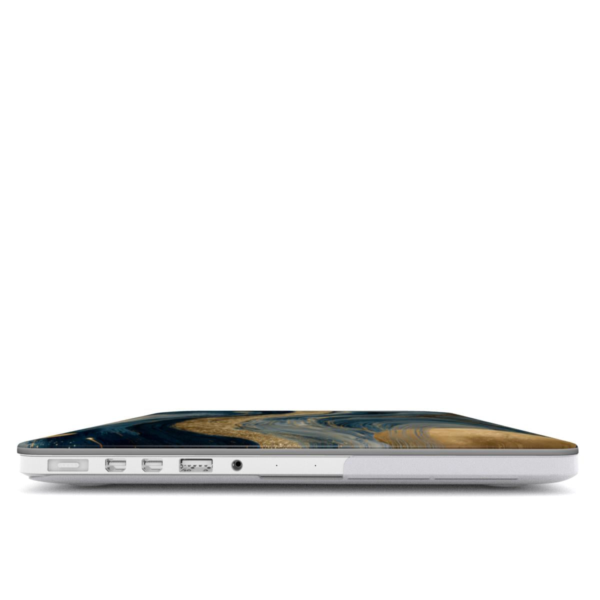 Starry Night Cosmos MacBook case — hard-shell laptop cover, side view with ports