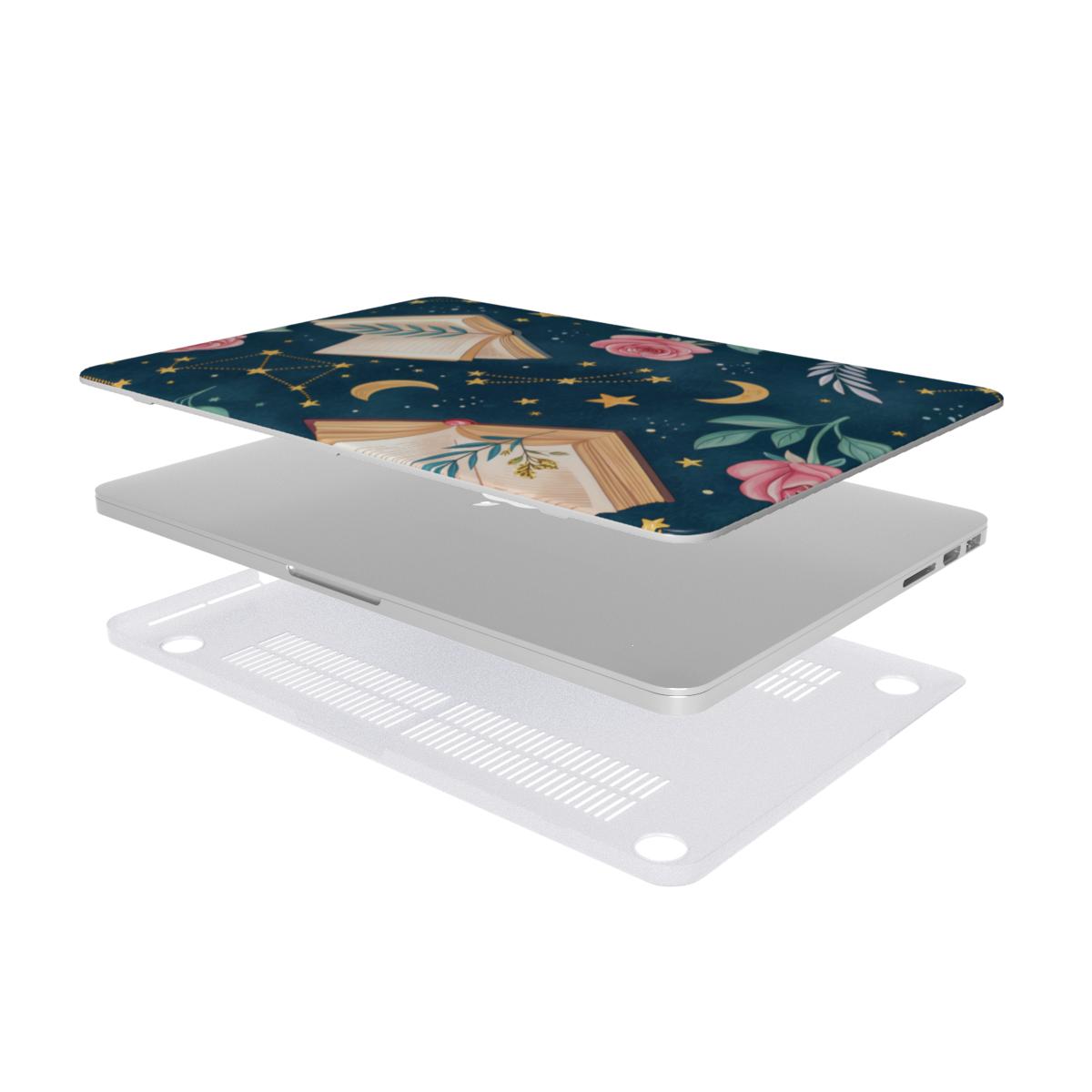 Celestial Storybook MacBook case — hard-shell laptop cover, two-piece shell view