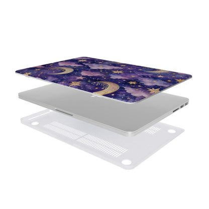 Celestial Moons MacBook case — hard-shell laptop cover, two-piece shell view