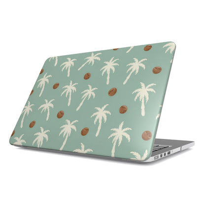 Palm Tree MacBook case — hard-shell laptop cover, angled lid view
