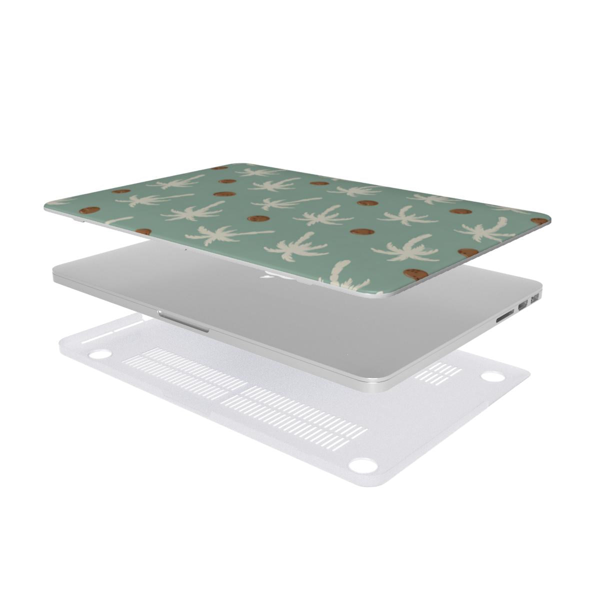 Palm Tree MacBook case — hard-shell laptop cover, two-piece shell view