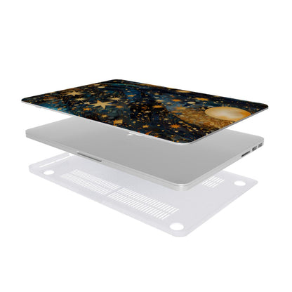 Gilded Cosmos MacBook case — hard-shell laptop cover, two-piece shell view