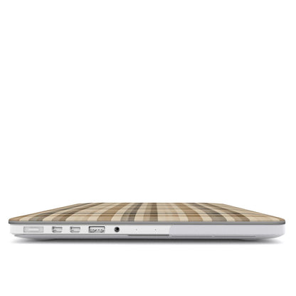 Neutral Tartan MacBook case — hard-shell laptop cover, side view with ports