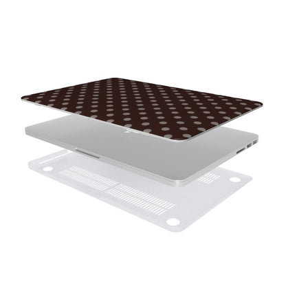 Chocolate Polka Dot MacBook case — hard-shell laptop cover, two-piece shell view