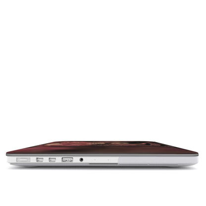 The Reader Tarot MacBook case — hard-shell laptop cover, side view with ports
