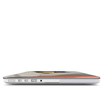 Reading Cat in Bed MacBook case — hard-shell laptop cover, side view with ports