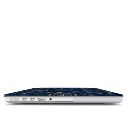Celestial Tarot MacBook case — hard-shell laptop cover, side view with ports