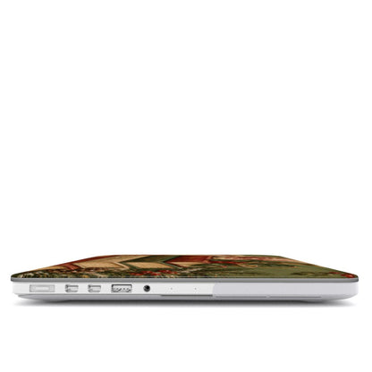 Christmas Book Stack MacBook case — hard-shell laptop cover, side view with ports