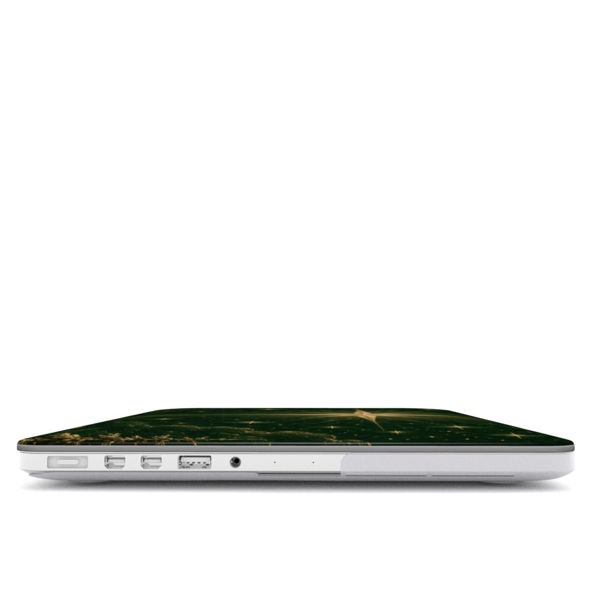 Christmas Star MacBook case — hard-shell laptop cover, side view with ports
