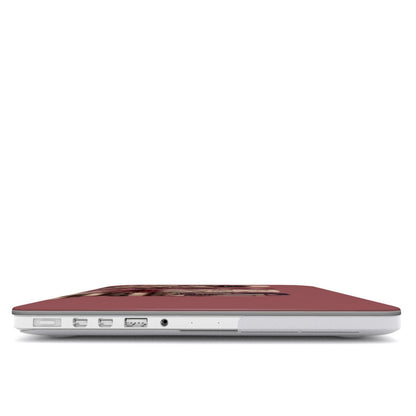 Dark Academia MacBook case — hard-shell laptop cover, side view with ports