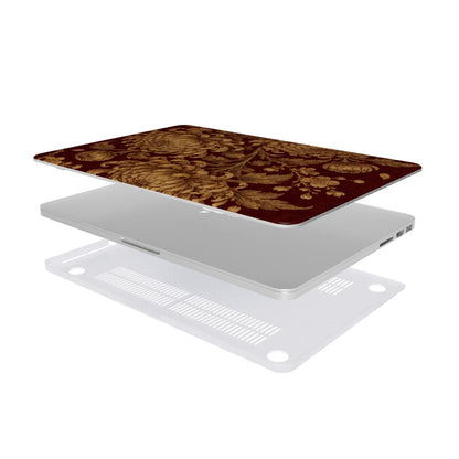Gilded Chrysanthemum MacBook case — hard-shell laptop cover, two-piece shell view