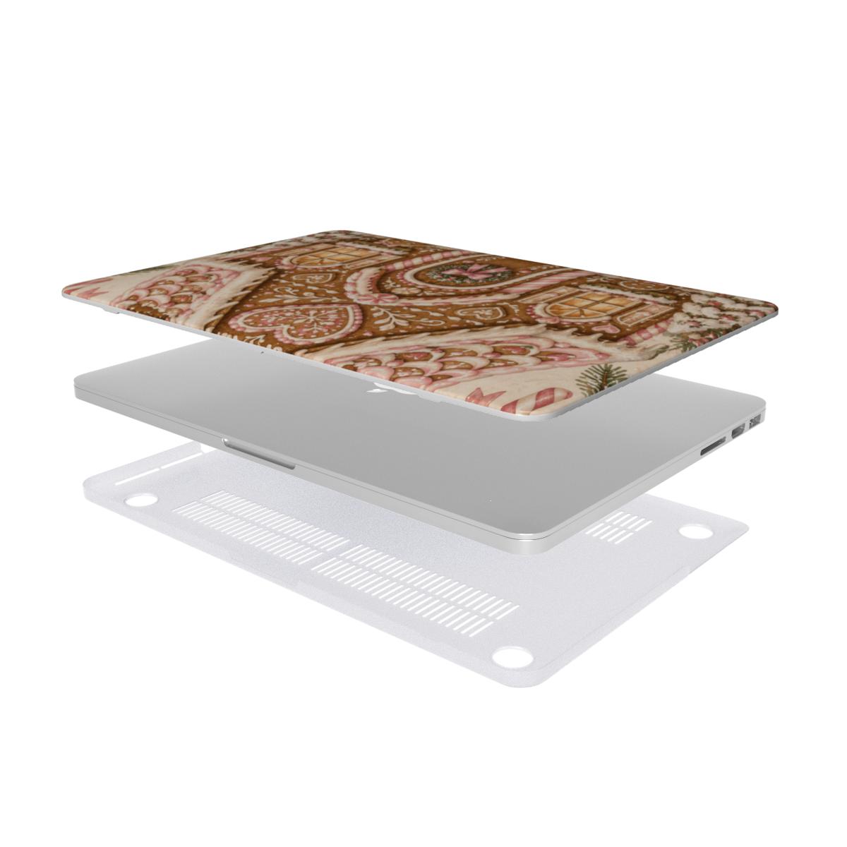 Gingerbread House MacBook case — hard-shell laptop cover, two-piece shell view