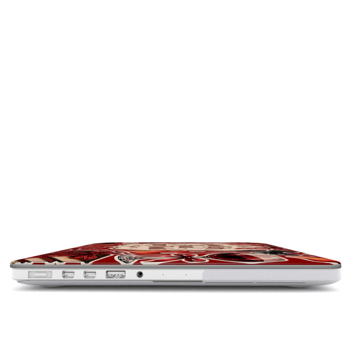 Good Girls Read Spicy Books MacBook case — hard-shell laptop cover, side view with ports