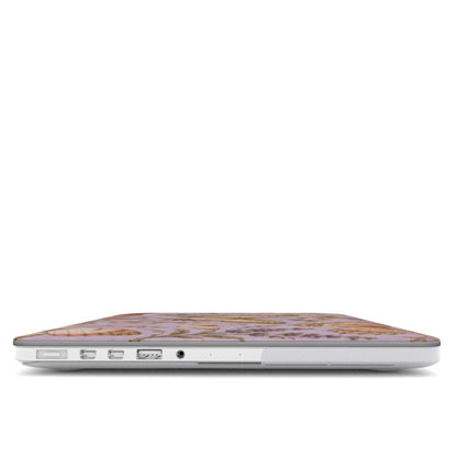 Lilac Butterfly MacBook case — hard-shell laptop cover, side view with ports