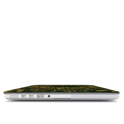 Gilded Holly MacBook case — hard-shell laptop cover, side view with ports