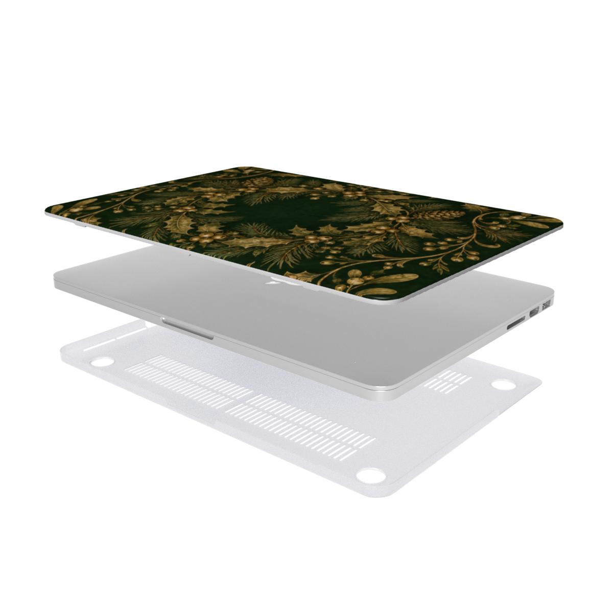 Gilded Holly MacBook case — hard-shell laptop cover, two-piece shell view