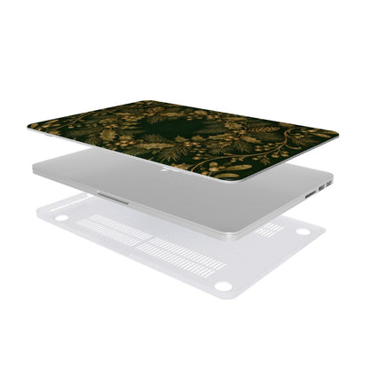 Gilded Holly MacBook case — hard-shell laptop cover, two-piece shell view