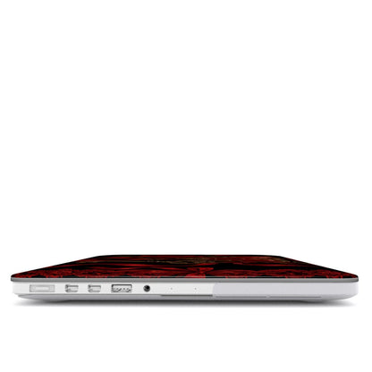 Locked Heart MacBook case — hard-shell laptop cover, side view with ports