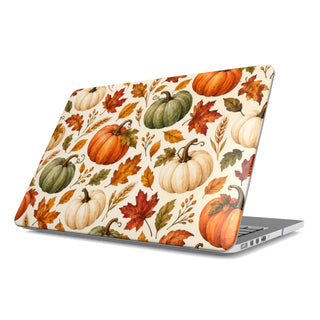 Pumpkin Patch MacBook case — hard-shell laptop cover, angled lid view