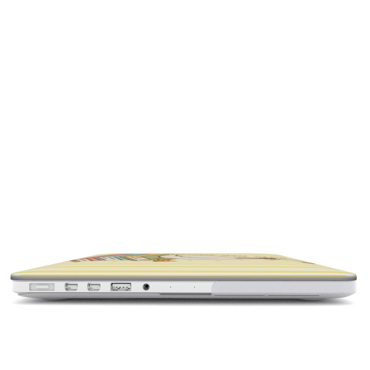 Reading Goose MacBook case — hard-shell laptop cover, side view with ports