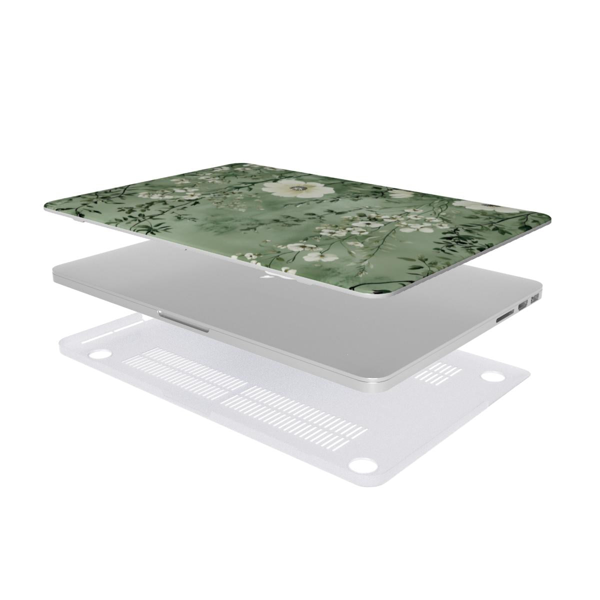Sage Meadow MacBook case — hard-shell laptop cover, two-piece shell view