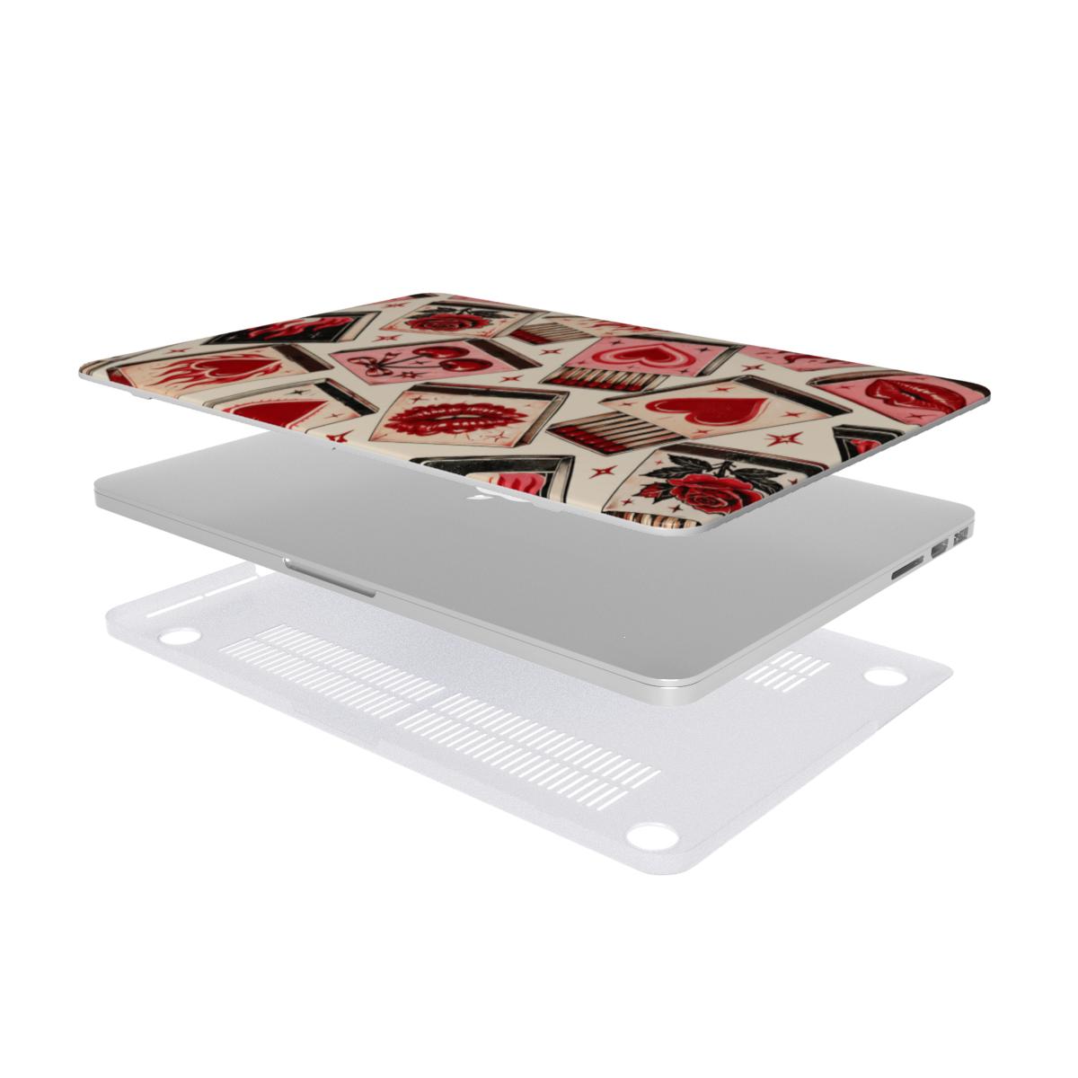 Vintage Matchbook MacBook case — hard-shell laptop cover, two-piece shell view