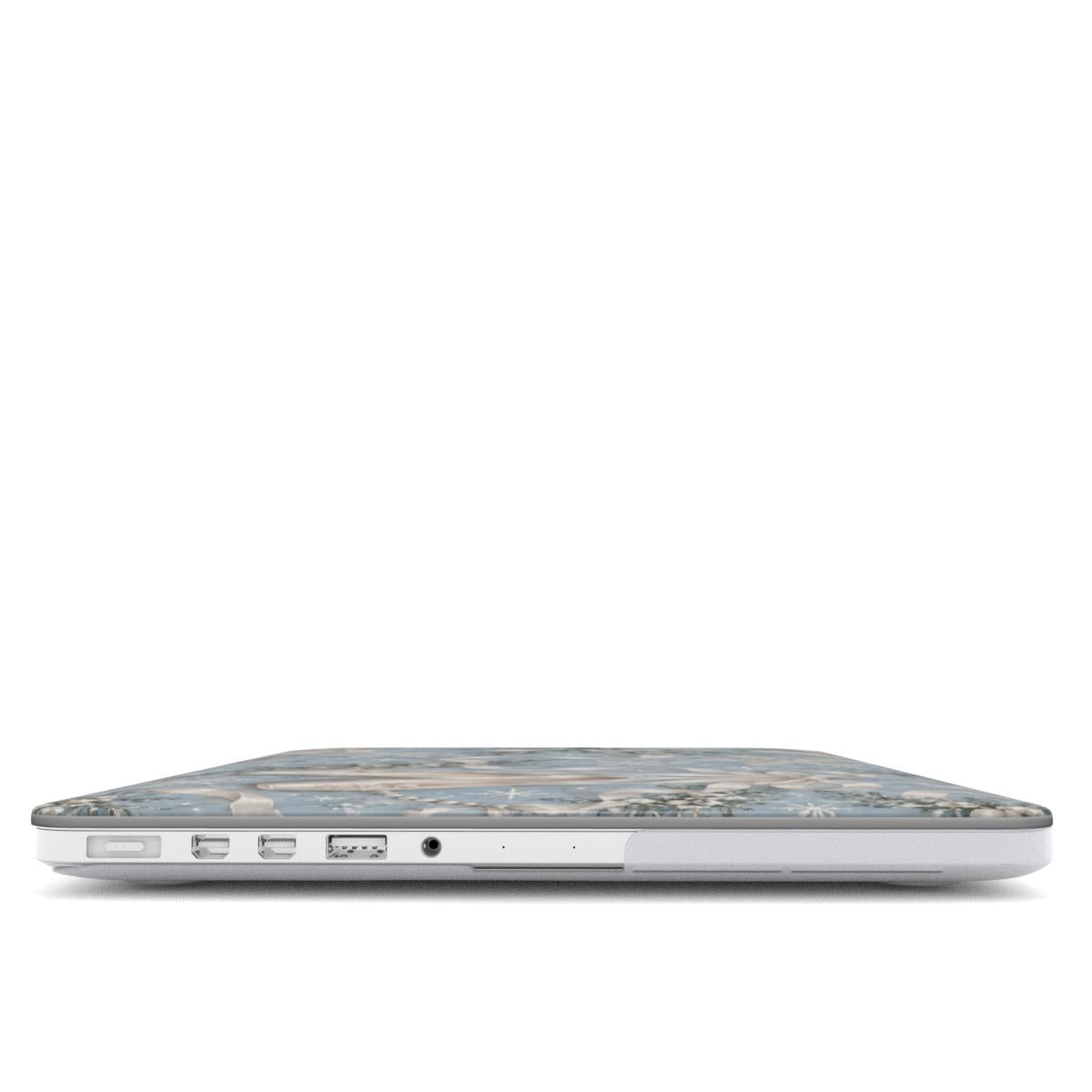 Winter Ballet MacBook case — hard-shell laptop cover, side view with ports