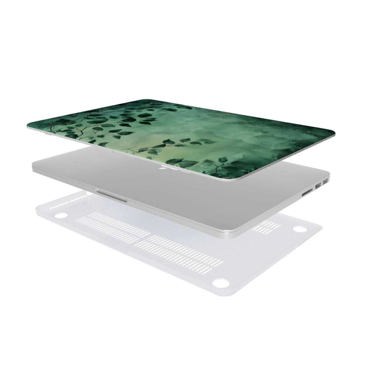 Forest Canopy MacBook case — hard-shell laptop cover, two-piece shell view