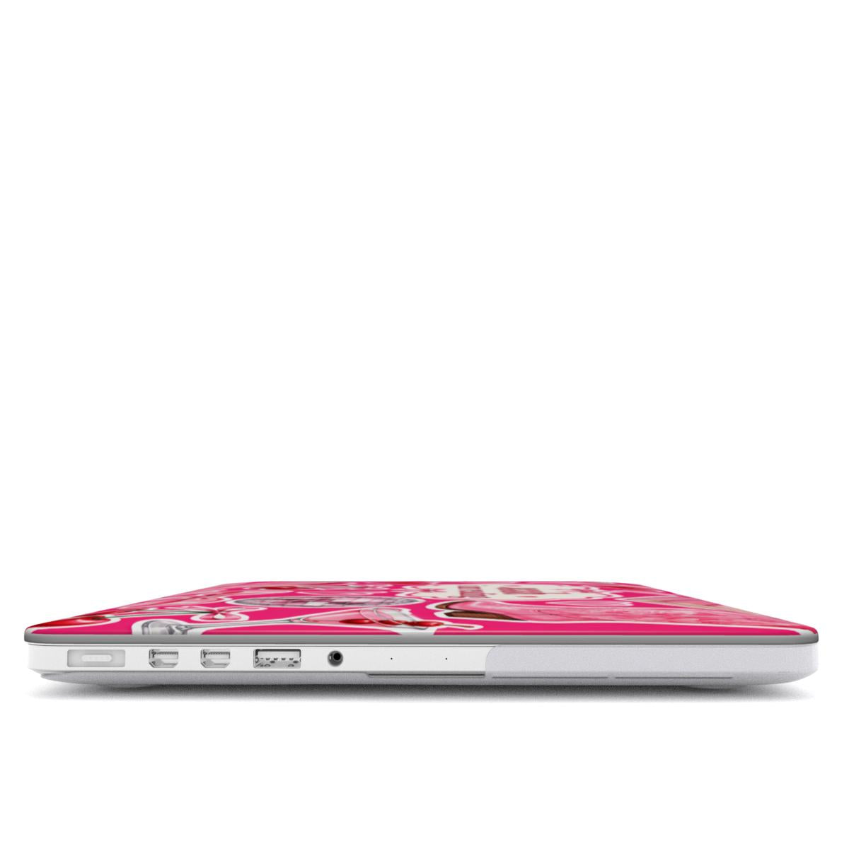 Sssh I Am Reading MacBook case — hard-shell laptop cover, side view with ports