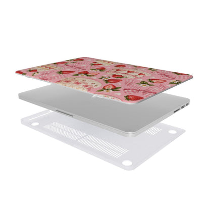 Strawberry Cake MacBook case — hard-shell laptop cover, two-piece shell view