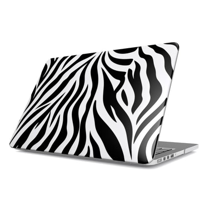 Zebra Stripe MacBook case — hard-shell laptop cover, angled lid view