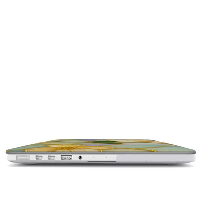 Stained Glass Floral MacBook case — hard-shell laptop cover, side view with ports