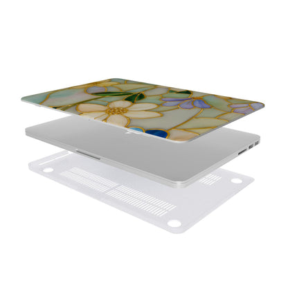 Stained Glass Floral MacBook case — hard-shell laptop cover, two-piece shell view