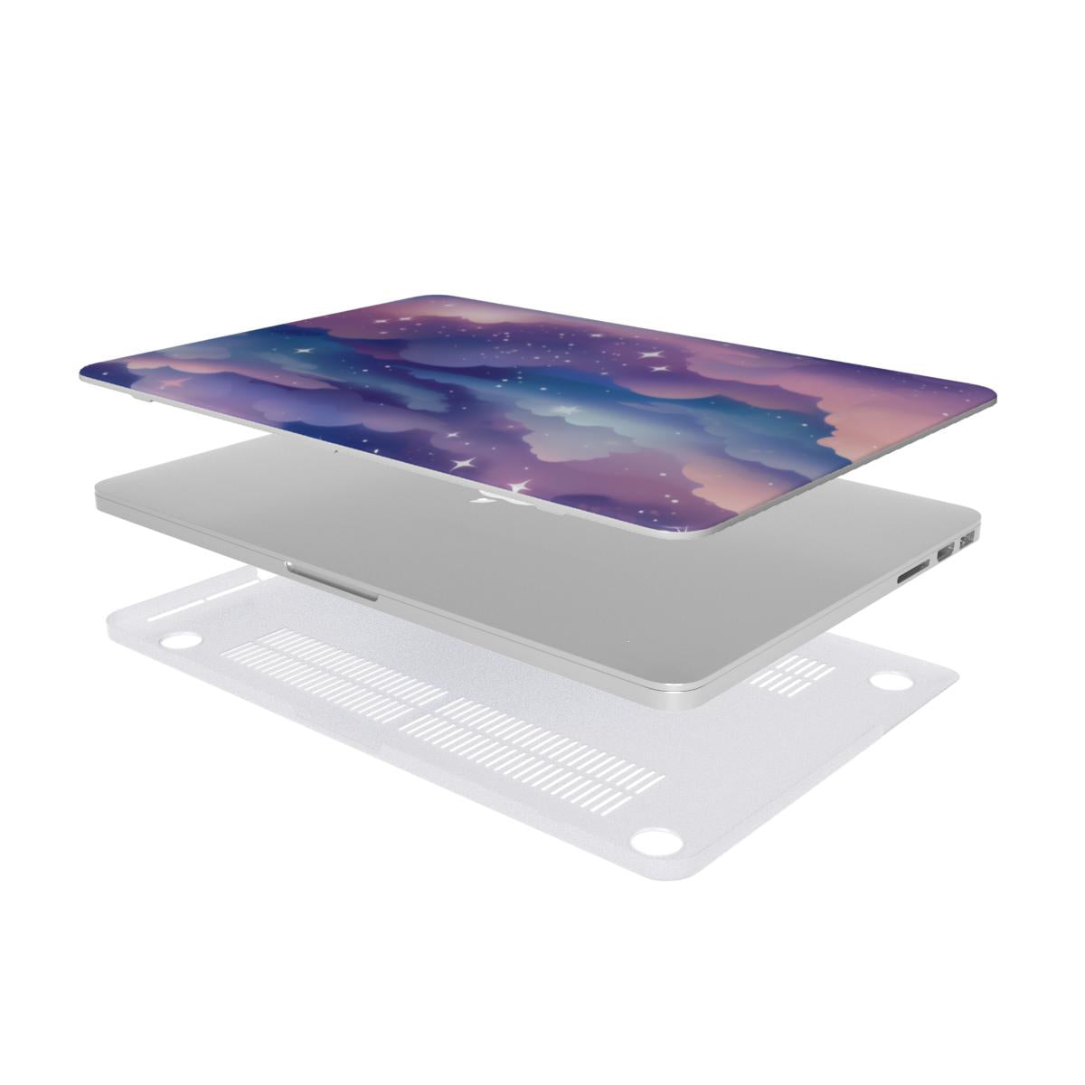 Twilight Clouds MacBook case — hard-shell laptop cover, two-piece shell view