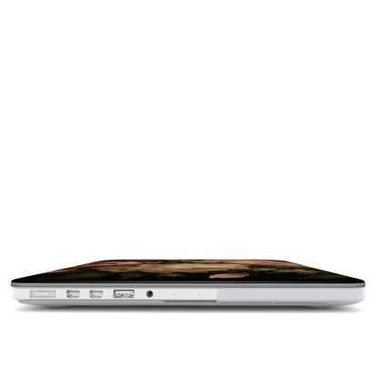 Blush Peony Nocturne MacBook case — hard-shell laptop cover, side view with ports