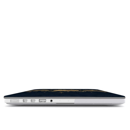 Midnight Moon Phases MacBook case — hard-shell laptop cover, side view with ports