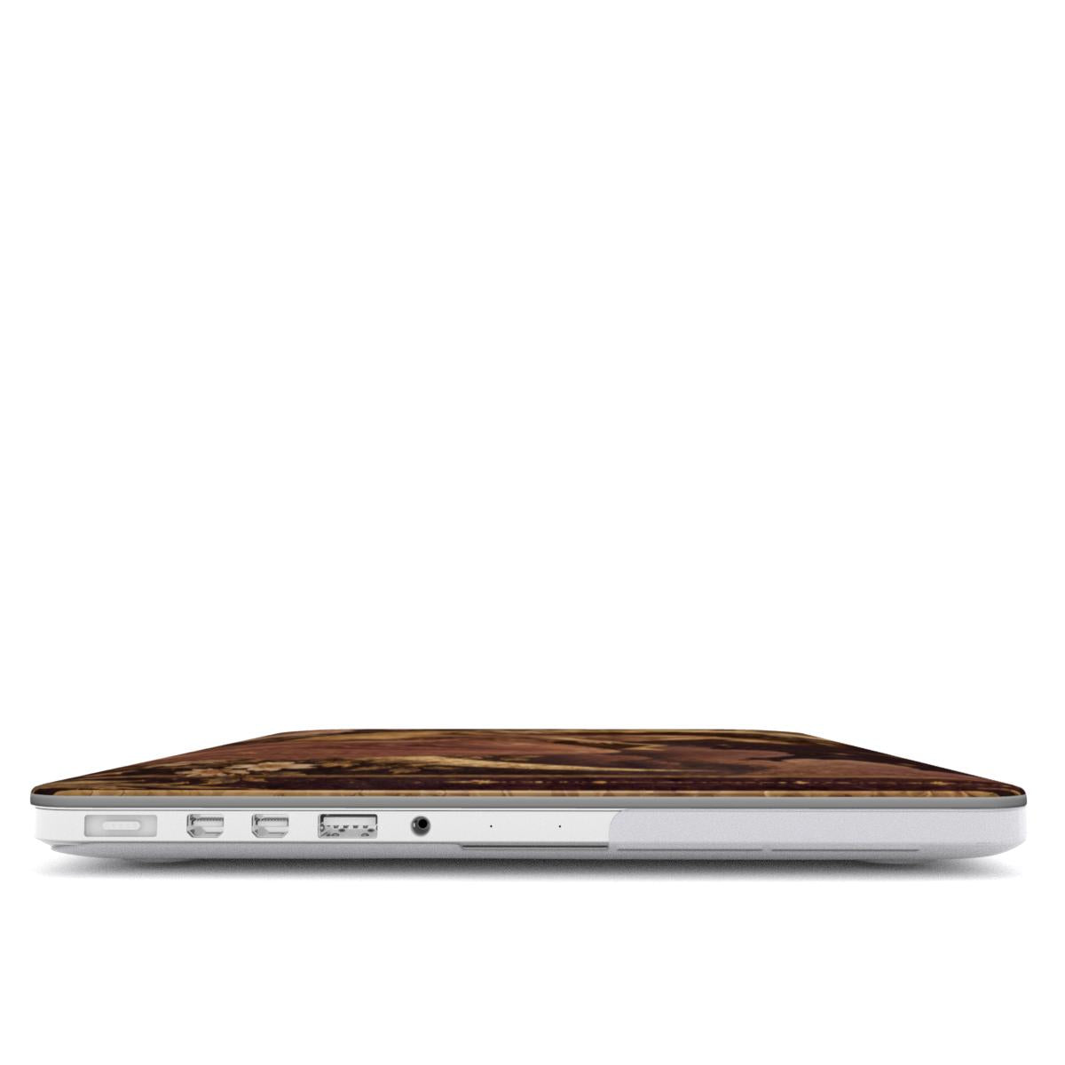 Reader Under the Stars MacBook case — hard-shell laptop cover, side view with ports