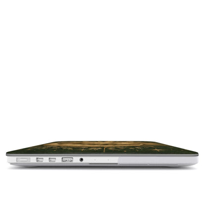 Sage Sun & Moon MacBook case — hard-shell laptop cover, side view with ports