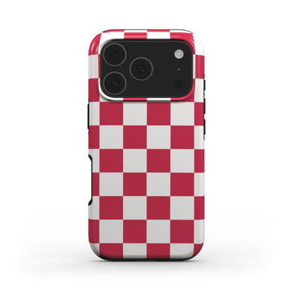 Red & White Checkerboard phone case – MagSafe iPhone case, front view