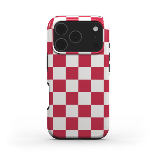 Red & White Checkerboard phone case – MagSafe iPhone case, front view