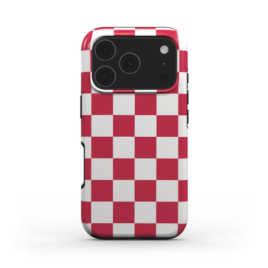 Red & White Checkerboard phone case – MagSafe iPhone case, front view