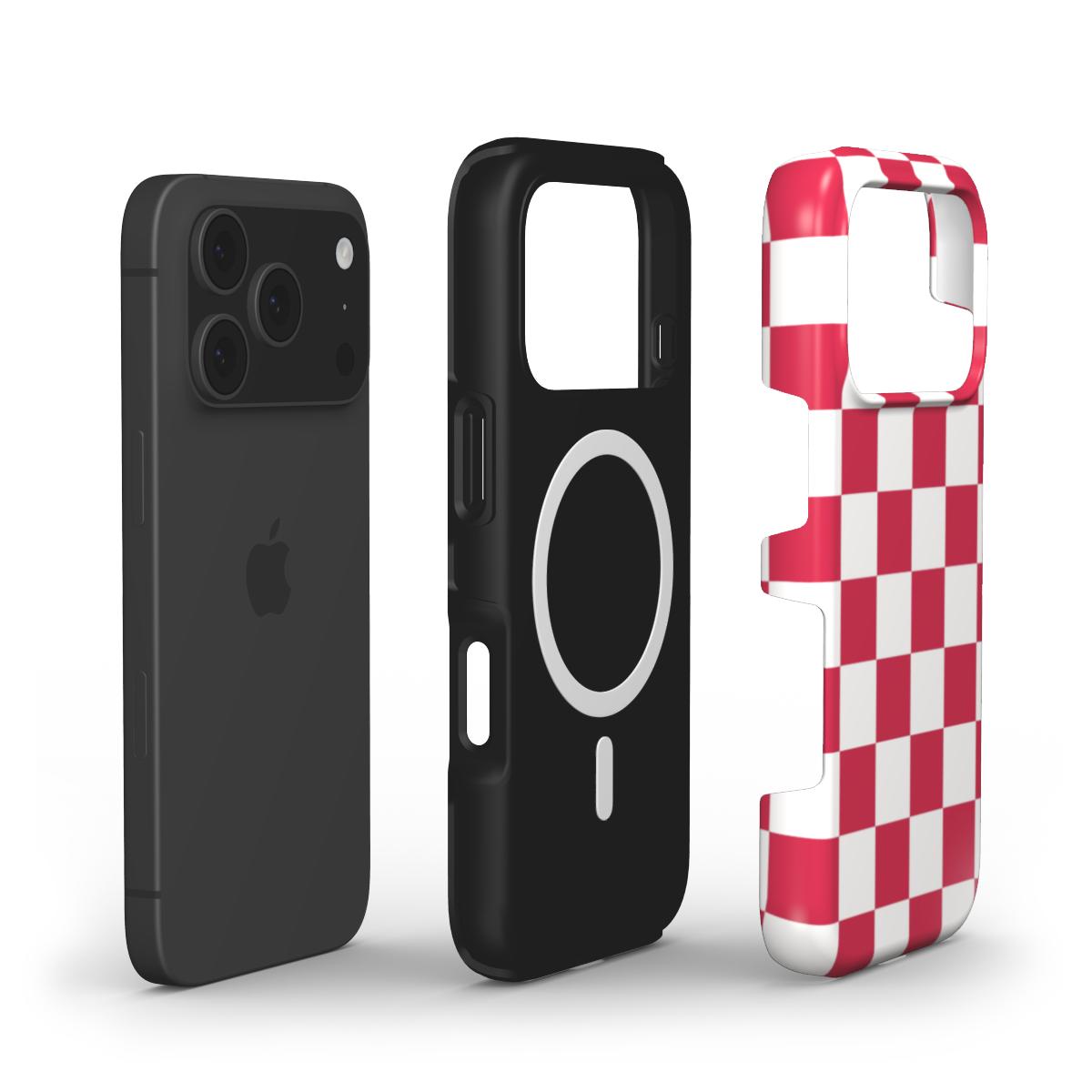 Red & White Checkerboard phone case – MagSafe iPhone case, layer view