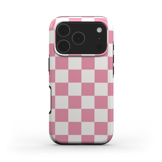 Rose & White Checkerboard phone case – MagSafe iPhone case, front view