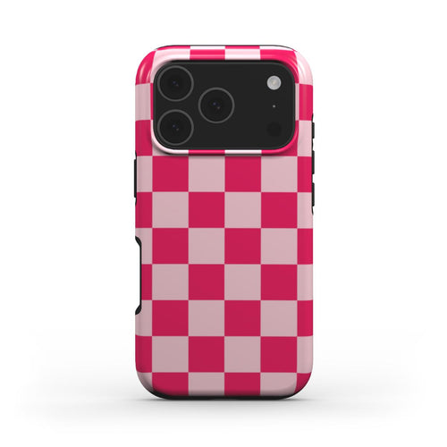 Cherry Checkerboard phone case – MagSafe iPhone case, front view